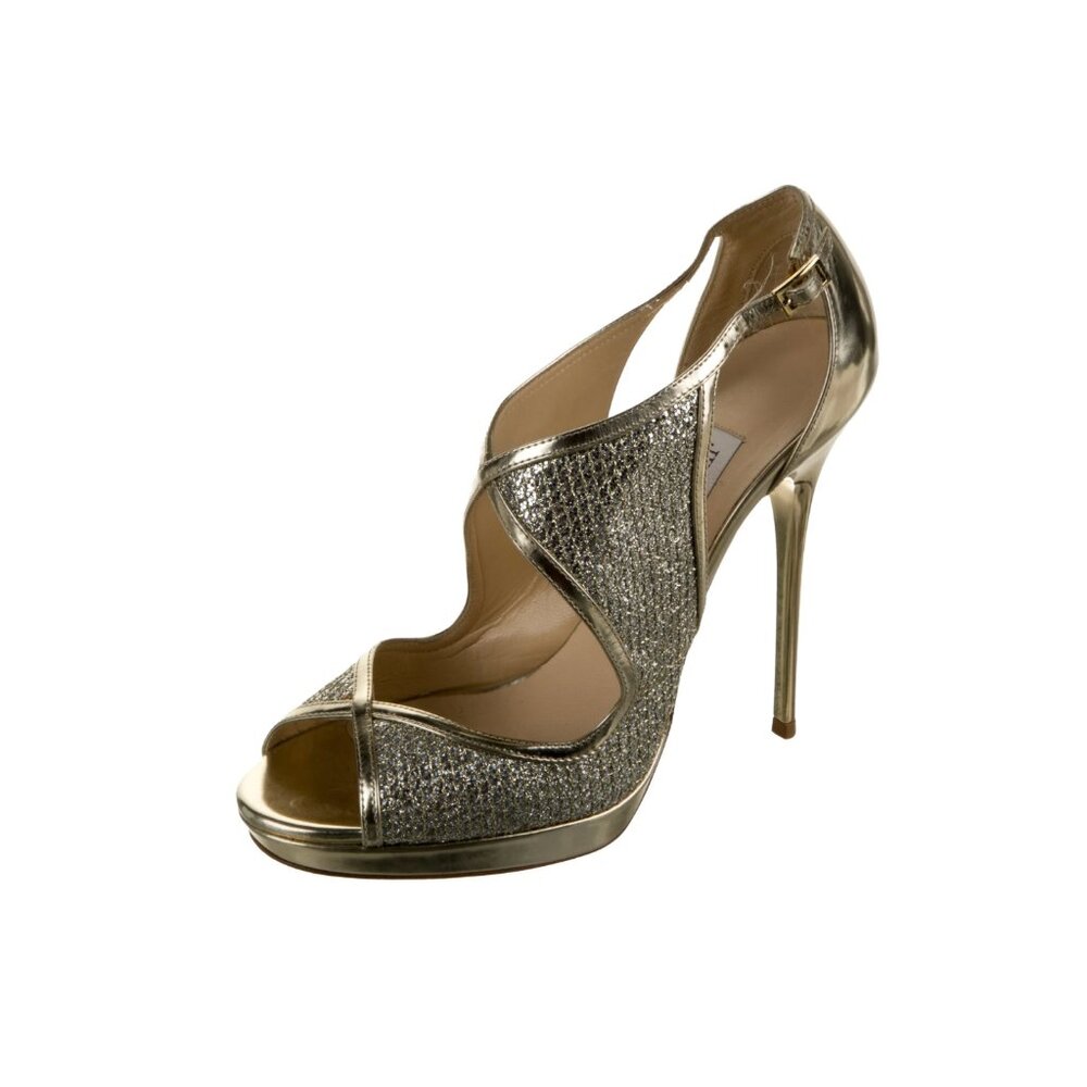 Jimmy Choo Leather Glitter Accents D'Orsay Pumps